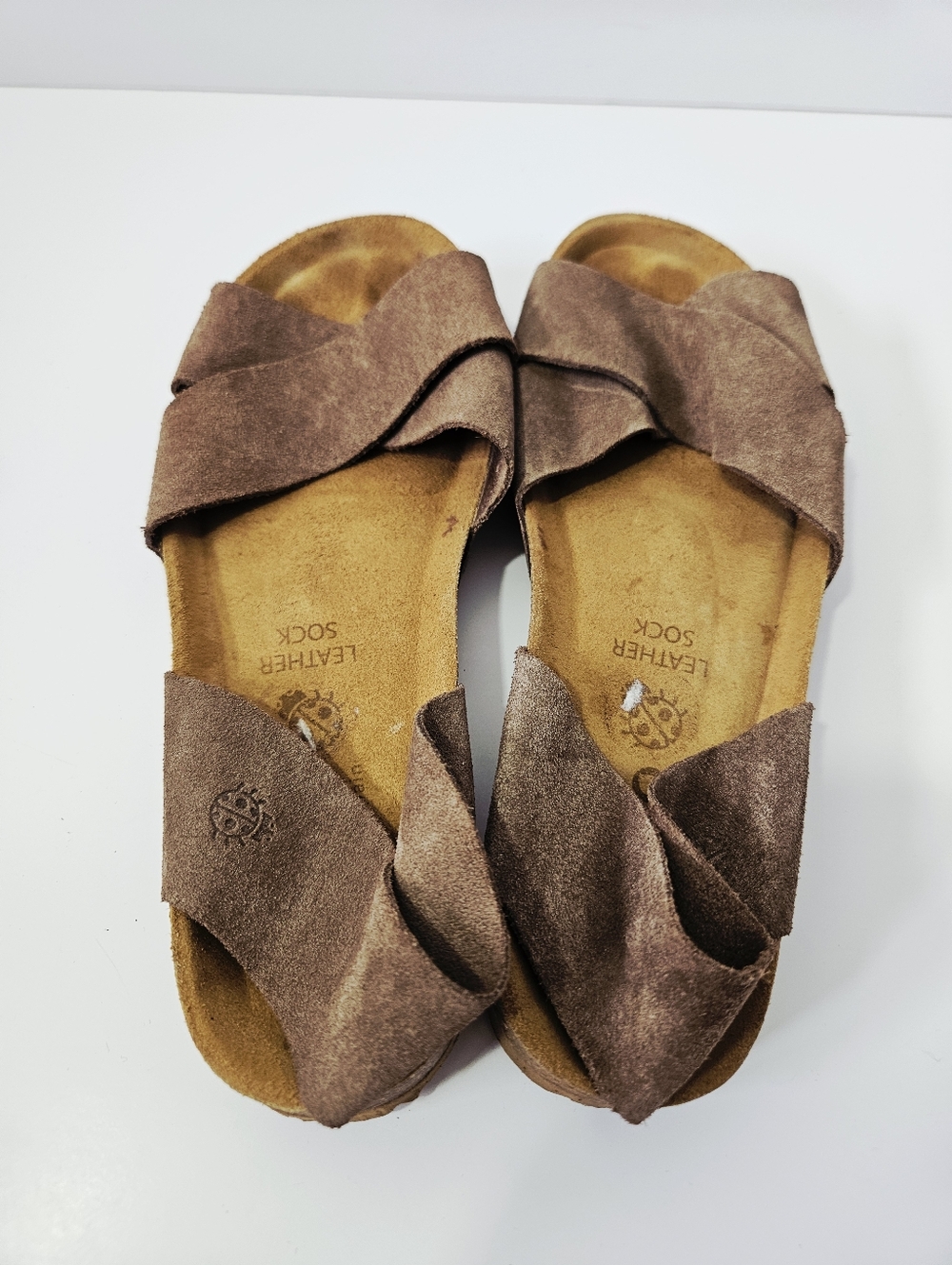 Yokono Criss Cross Leather Slide Sandals Size 8 Suede Comfort Minimalist - Picture 4 of 5